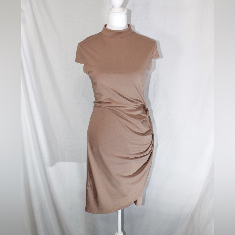 Guess Ruched Midi Dress - Taupe